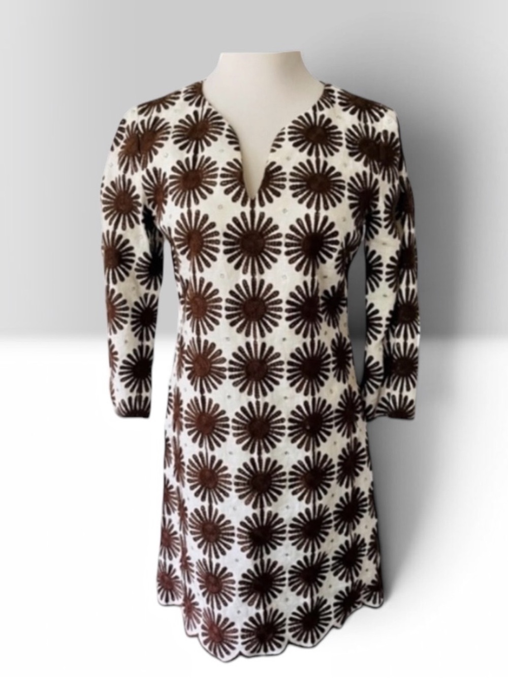 MILLY New York Rhinestone Embroidered Linen Blend Dress Size 4